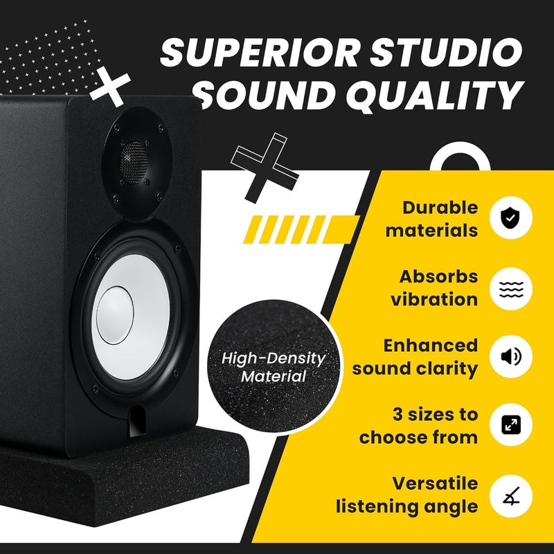 Sound Addicted - Studio Monitor Isolation Pads for 3-4.5 inches Small Speakers, Pair of 2 High Density Dampening Acoustic Stands Foam which Fits Most Bookshelf’s and Desktops | SMPad 4 - Image 3